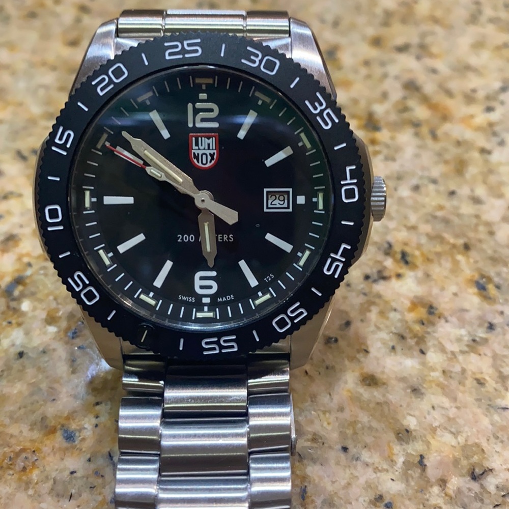 LUMINOX Stainless steel, black face, battery men’s watch.